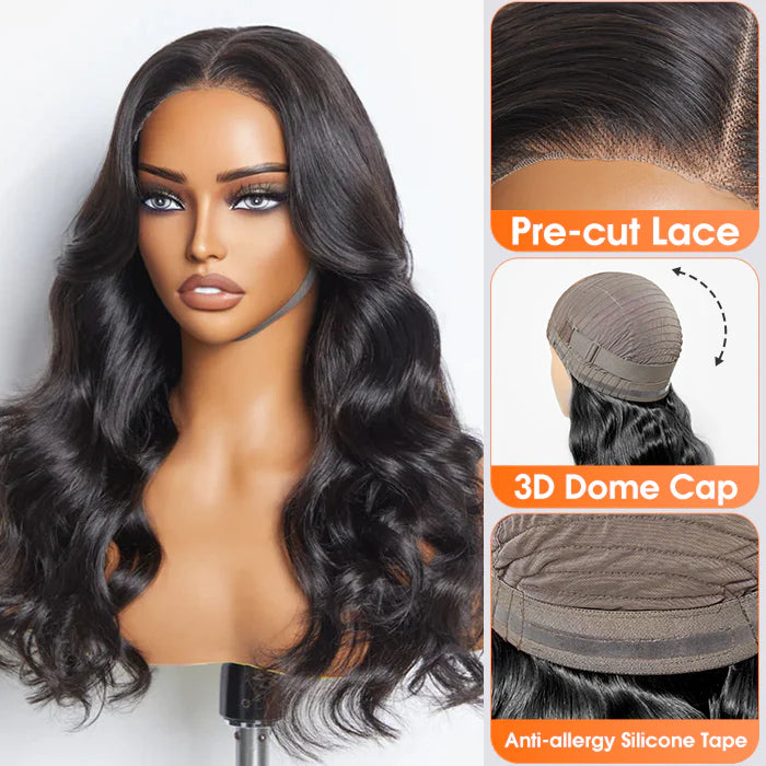 5"x5" Body Wavy Wear & Go Glueless #1B Lace Closure Wig-100% Human Hair