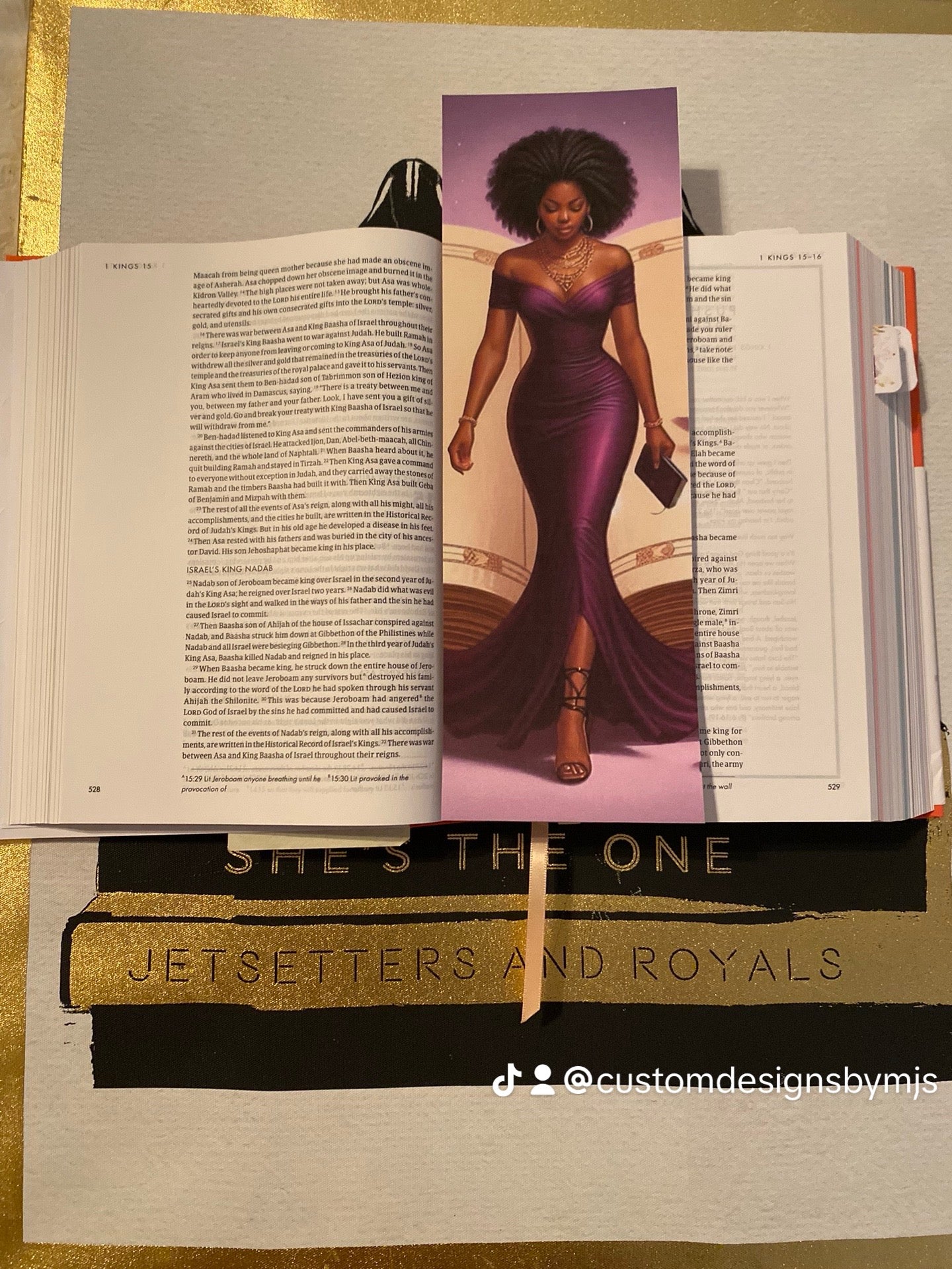 In her Bible Bookmark