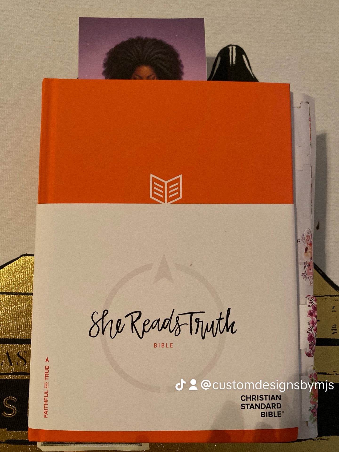 In her Bible Bookmark