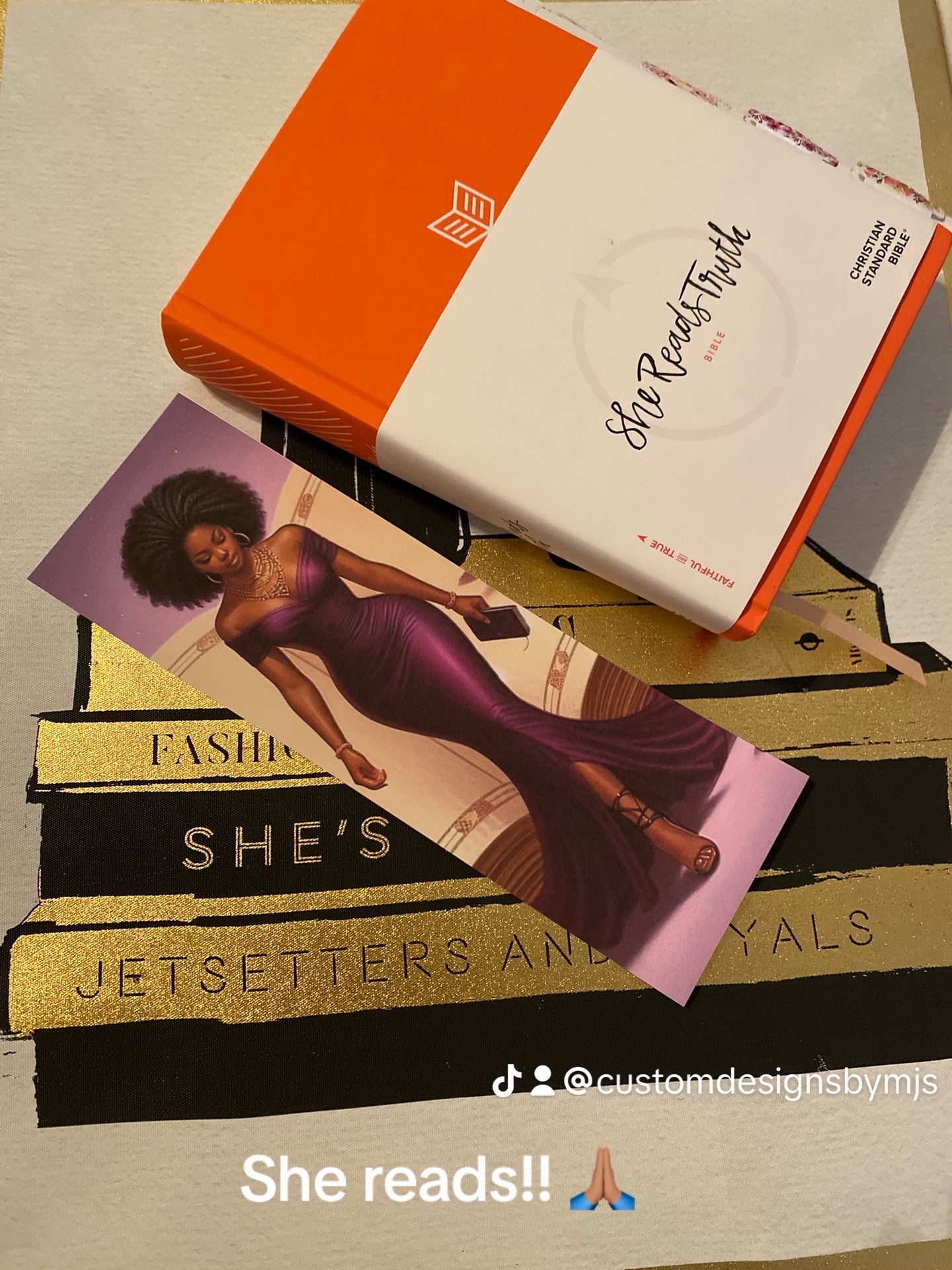 In her Bible Bookmark