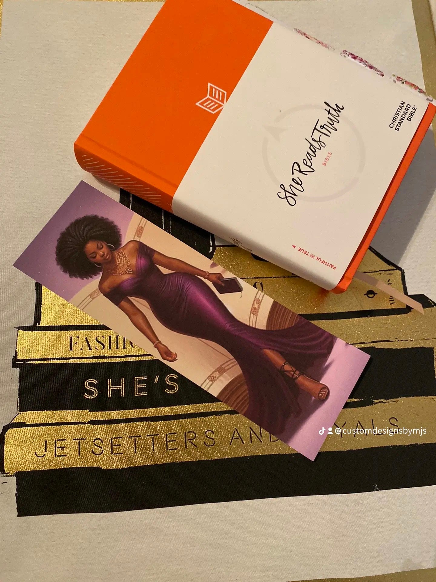 In her Bible Bookmark